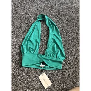 NWT SHEIN BAE Green Halter Plunge Crop Top Size Small